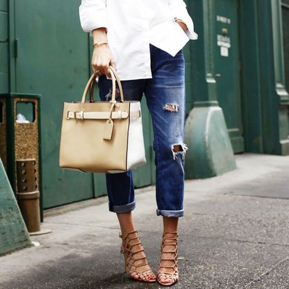 SCHUTZ Shoes - Schutz "Morley" Leather Cage Heel Sandal in Oyster